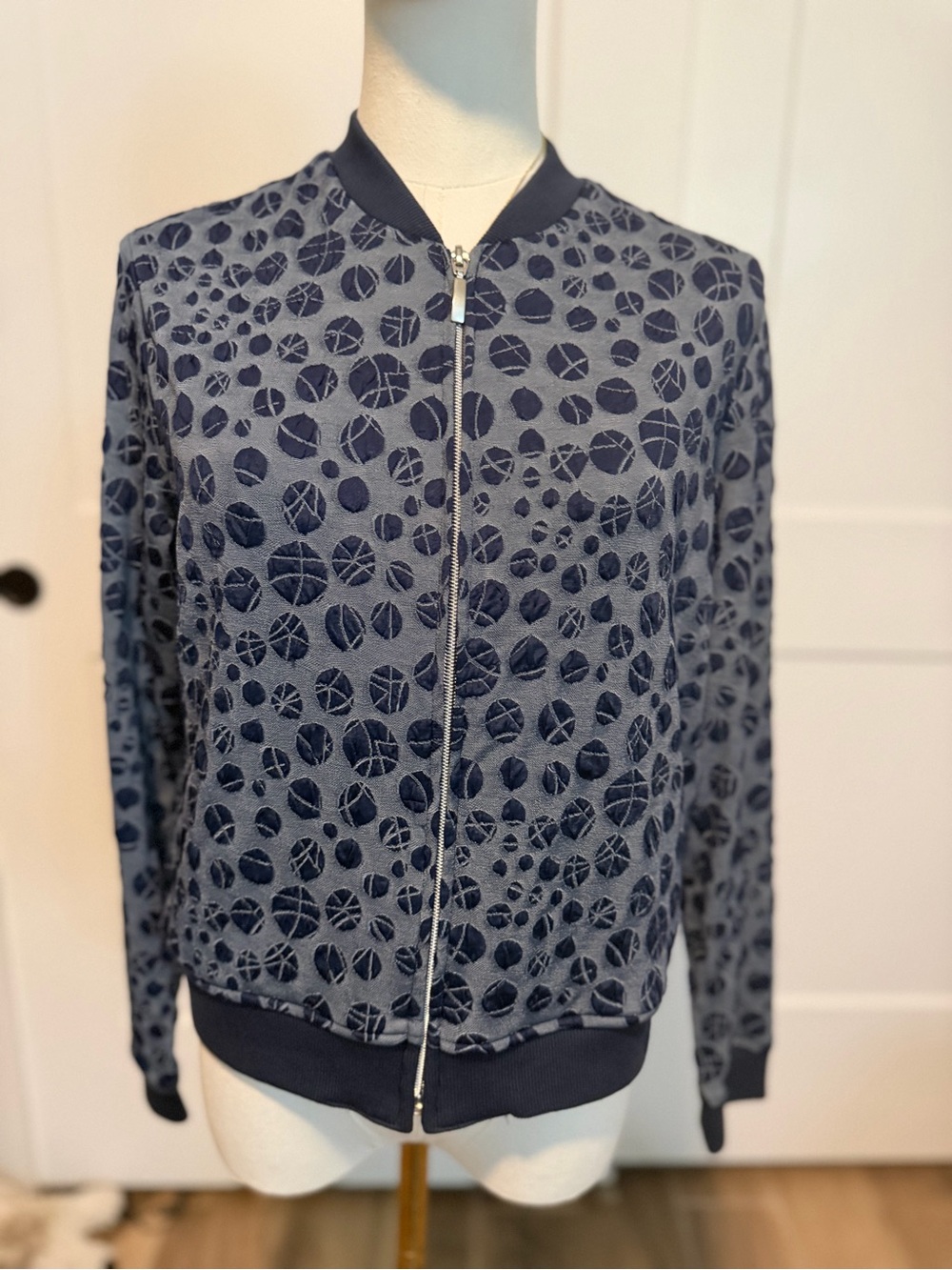 Vintage Tail Tech Women's Navy Patterned Bomber Jacket